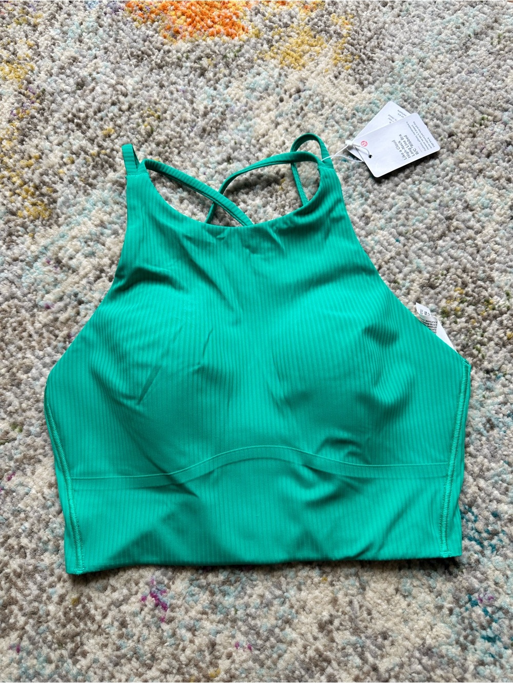 Lululemon Ribbed High-Neck Bralette in Teal Green